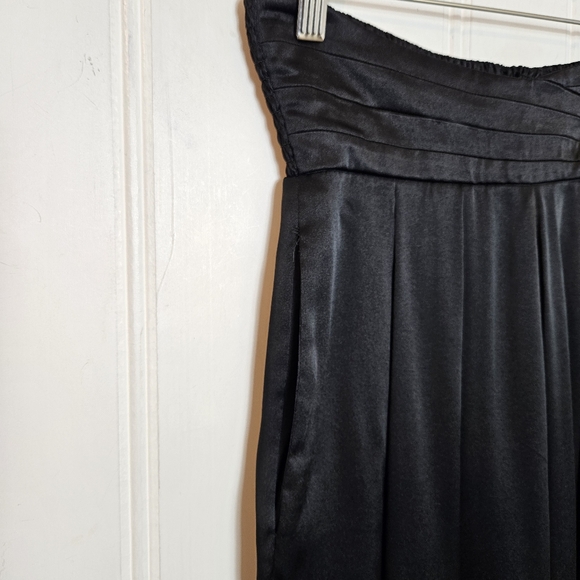 Vintage 100% Silk Pants Womens Size 6 Black High Waist Ruched Buttoned Back - Picture 4 of 12